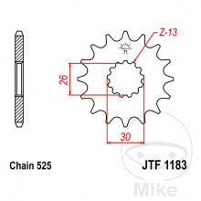 JTF - PIGNONE 18 DENTI PASSO 525 INNESTO PICCOLO - DIAM.INT. 26/30