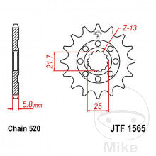 JTF - PIGNONE RACING 14 DENTI PASSO 520 INNESTO PICCOLO - DIAM.INT. 21.6/25