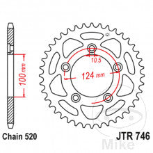 JTR - CORONA 46 DENTI PASSO 520DIAM.INT. 100 CERCHIO FORI 124