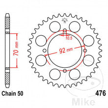 JTR - CORONA 45 DENTI PASSO 530 DIAM.INT. 070 - CERCHIO FORI 092 (NERA)