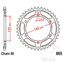 JTR - CORONA 44 DENTI PASSO 530 DIAM.INT. 125 - CERCHIO FORI 145