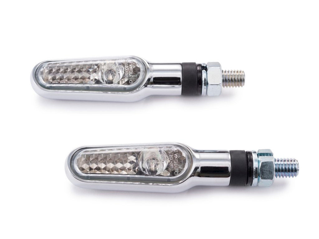 Cp.indicatori direzione allum.led "D-LIGHT" corpo silver, lente fumé E-MARKED