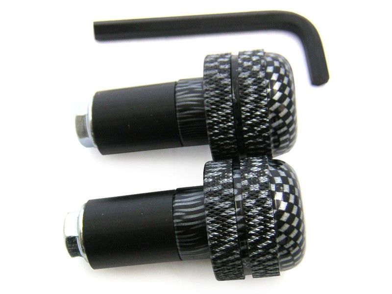CP. TERMINALI MANUBRIO ZIGRINATI ALLUMINIO 13mm. colore Carbon Look