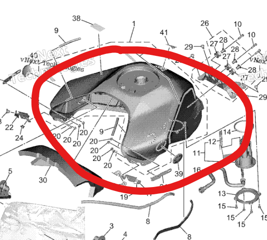 SERBATOIO COMPLETO ORIGINALE YAMAHA MT 09 SP 2024 BMEY24100003