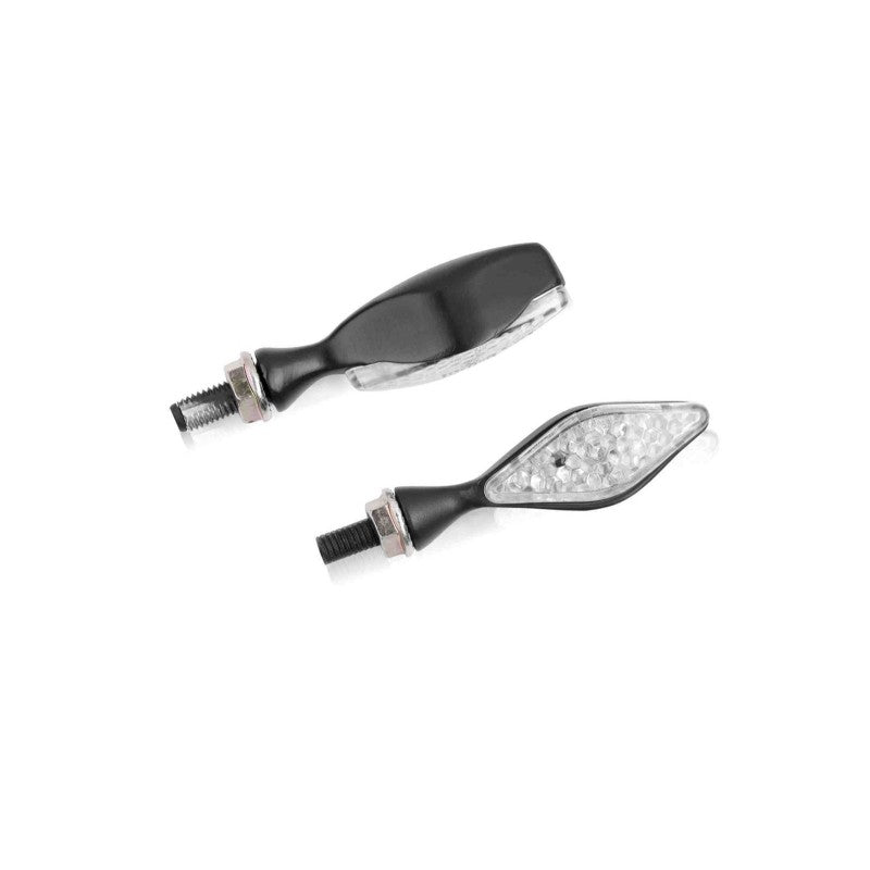 PUIG FRECCE LED MODELLO SPARKLY NERO - Lenti trasparenti - Omologate secondo gli standard europei - Dimensioni: 70x21 mm. -