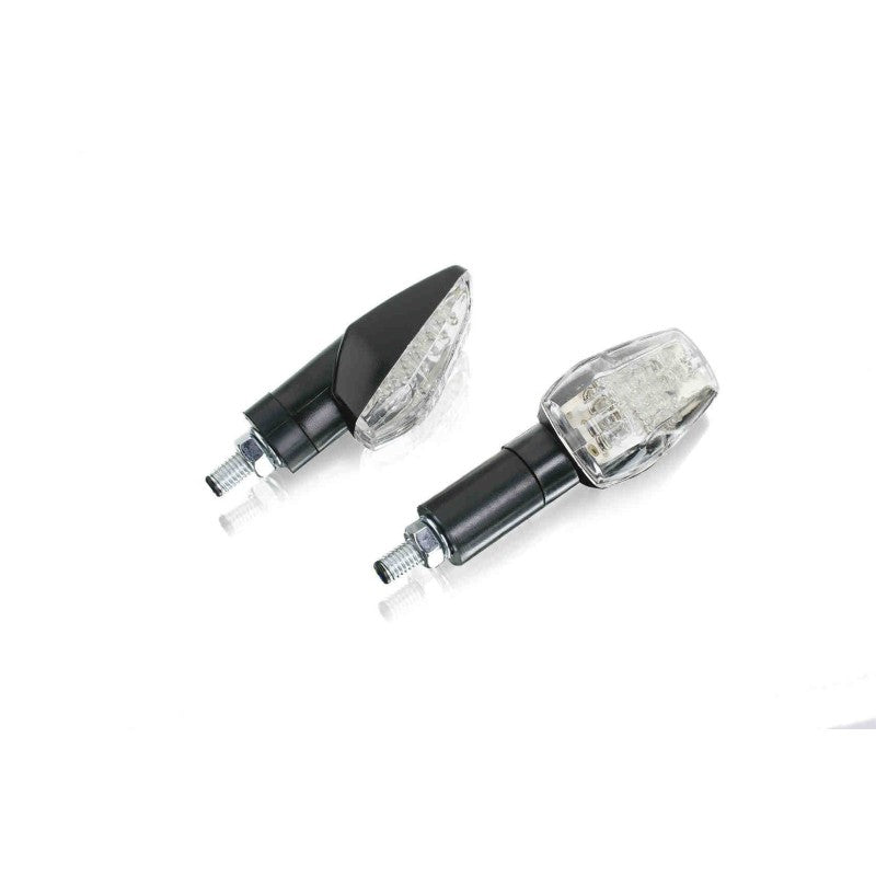 PUIG FRECCE LED MODELLO ZAFIRO VERSIONE CORTA TRASPARENTE - Lenti trasparente e base nera - Omologate secondo gli standard