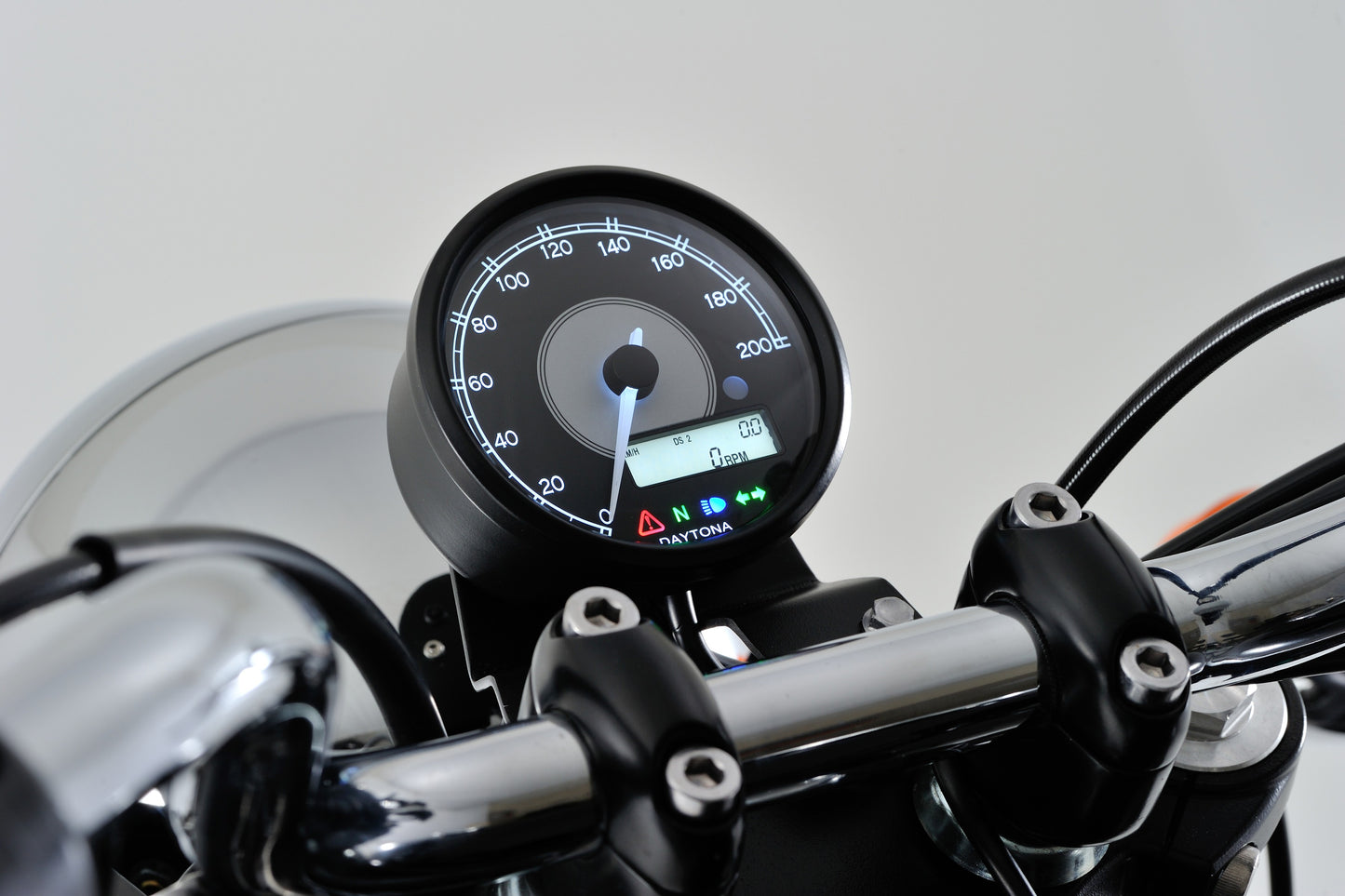 Tachimetro analogico elettronico VELONA diam.80 200KMH, + RPM in LCD, con staffa, E-MARKED