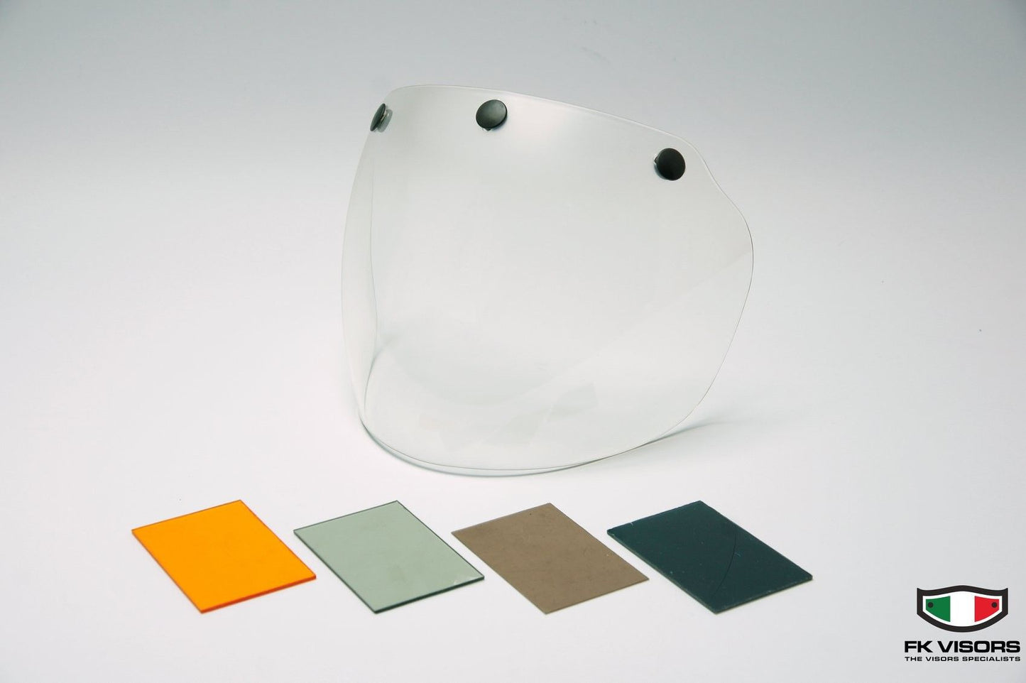 Visiera antigraffio tre bottoni (interasse regolabile) per casco JET - bottoni inclusi Arancio