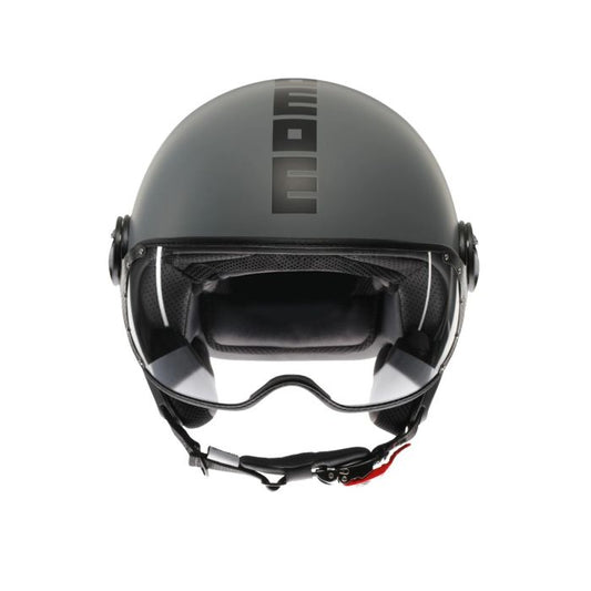 Casco moto jet MOMO DESIGN FGTR CLASSIC E2206 Grigio opaco / nero (TAGLIA XS)