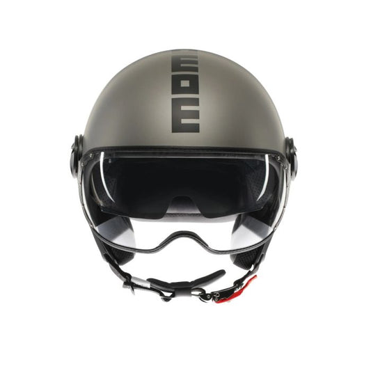 Casco moto jet MOMO DESIGN FGTR EVO E2206 Titanio opaco / nero (TAGLIA XS)