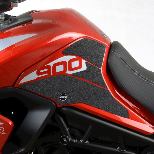 Kit 2pz.adesivi anti-scivolo serbatoio Triumph Tiger 900 GT/Rally '20-:- nero (pre-tagliato per grafica "900")