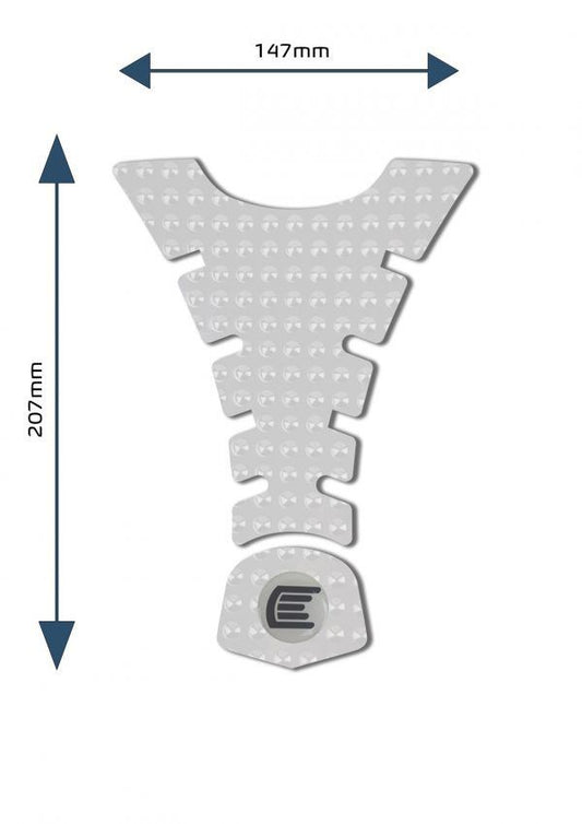 Adesivo per serbatoio moto centrale ed universale Design H colore Trasparente, tipo Eazi-Grip EVO