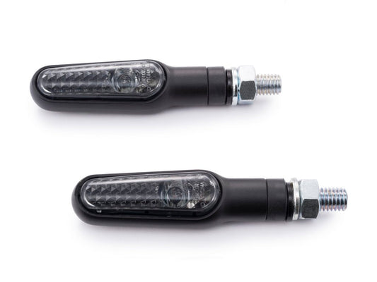 Cp.indicatori direzione allum.led "D-LIGHT" corpo nero, lente chiara  E-MARKED