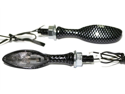 Coppia mini frecce a lampadina EAGLE EYE alluminio omologate colore Carbon Look