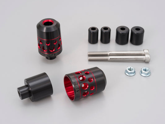 Cp.stabilizzatori finali manubrio anodizzati "TKM-1" nero-rosso
