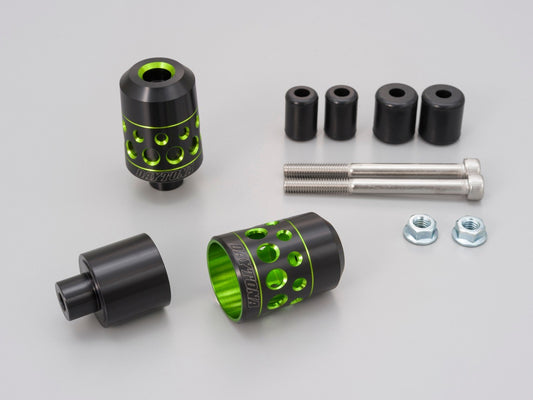 Cp.stabilizzatori finali manubrio anodizzati "TKM-1" nero-verde
