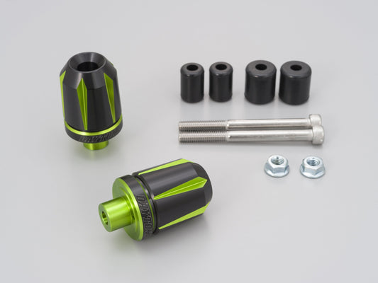 Cp.stabilizzatori finali manubrio anodizzati "TKM-2" nero-verde