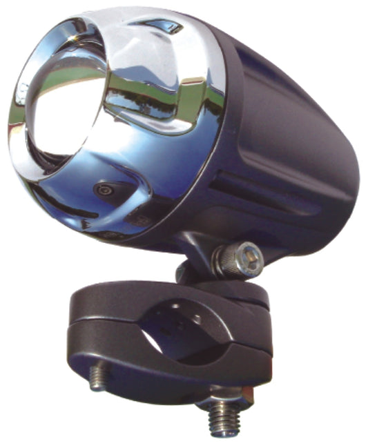 FANALE AUSILIARIO DI PROF.POLIEL. ALOG. 12V55W montaggio a paramotore - GHIERA CROMO CORPO NERO