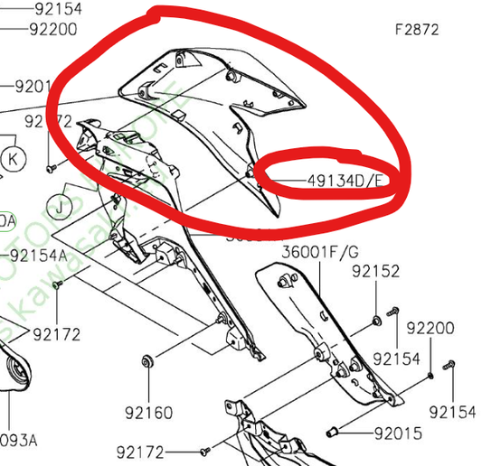 PLASTICA SUPERIORE DESTRA KAWASAKI Z500 2024 SE 49134-0033-68P