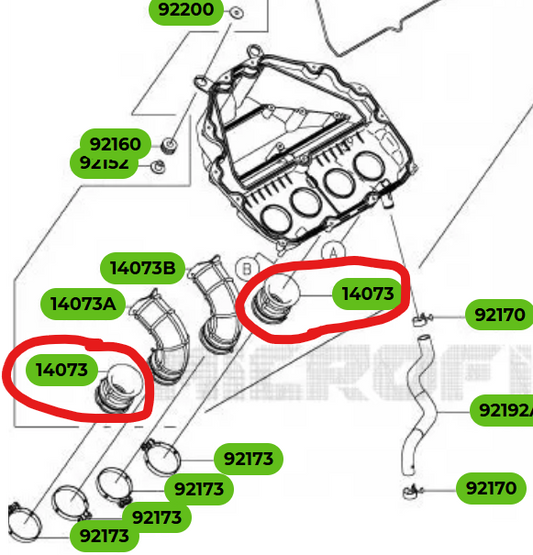 CORNETTI ASPIRAZIONE CORTI PER Z 900 (QTA. 2).
