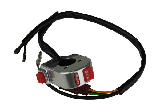 INTERRUTTORE A MANUBRIO UNIV.RUN/OFF + AVVIAMENTO MOTORE IN ALLUMINIO CNC - COLORE SILVER