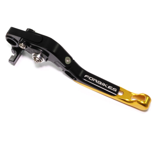 Leva freno moto "Syncro" regolabile e reclinabile, modello per Honda CBR 250 colore Nero,finale leva oro