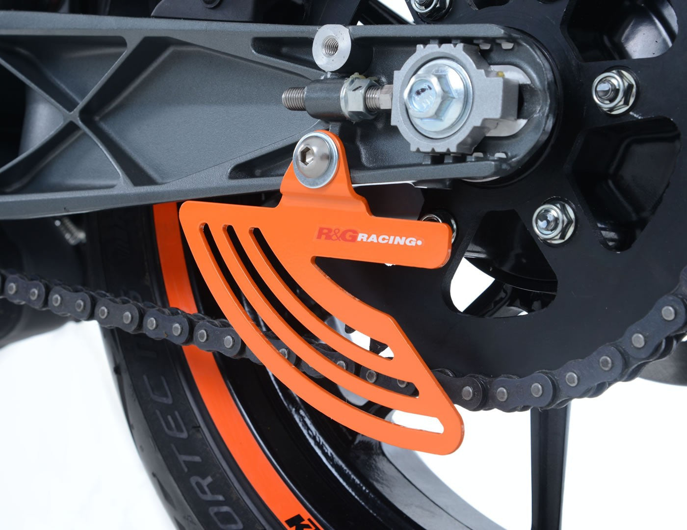 pinna sicurezza catena per KTM 390 Adv '20- / RC125/200/390 / Husqvarna Vitpilen/Svartpilen 701 - colore arancio