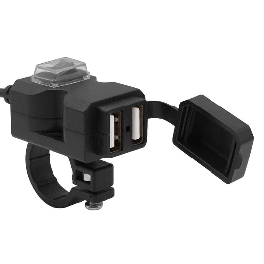 Presa USB doppia porta 3.1A 5V - ABS nero, impermeabile