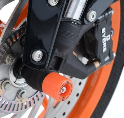 protezioni perno forcella anteriore, KTM 125/200/390 Duke / RC390 fino '21, RC125/200, Husqvarna Vitpilen / Svartpilen 401/125 - colore arancio
