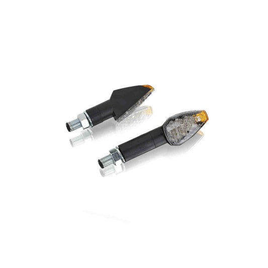 PUIG FRECCE LED MODELLO PEAK VERSIONE CORTA NERO - Lenti trasparente e base nera - Omologate secondo gli standard europei -