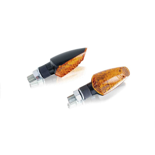 PUIG FRECCE LED MODELLO TIP NERO - Base nera e lenti arancioni - Omologate secondo gli standard europei - Dimensioni: 68x30