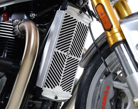 Retina protezione radiatore acciaio inox, Triumph Thruxton 1200/1200R / Speed Twin '19- / Street Twin 900 / T120 Bonneville / Street Cup '17-