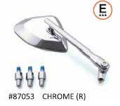 Specchietto alluminio CNC "D-MIRROR" cromato , destro, E-MARKED