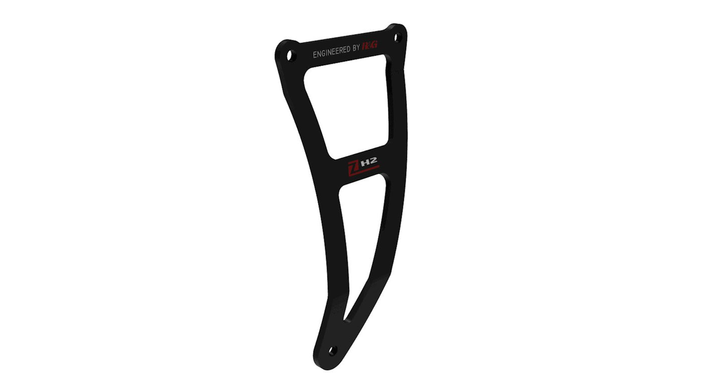 Staffa supporto scarico+ piastra fori pedane posteriori, nera con logo ROSSO, DX, Kawasaki Z H2 '20-