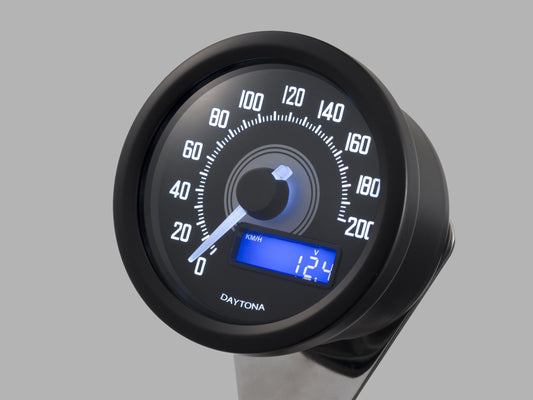 Tachimetro analogico elettronico DARK VELONA diam.60 200KMH, con staffa, nero, E-MARKED