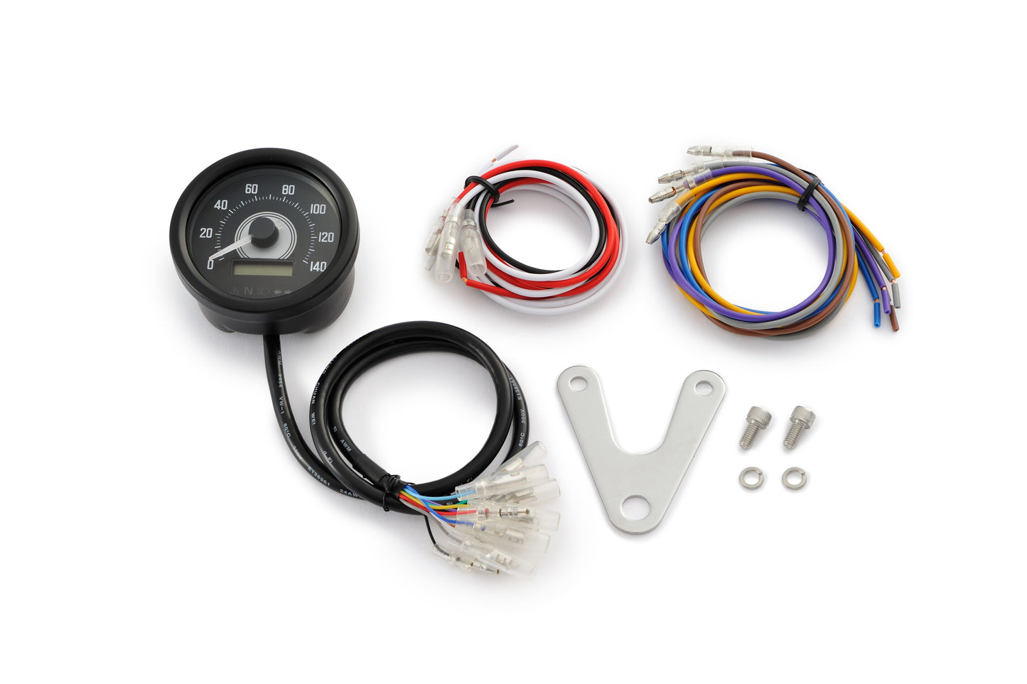 Tachimetro analogico elettronico VELONA diam.60 140KMH, con spie e staffa, E-MARKED