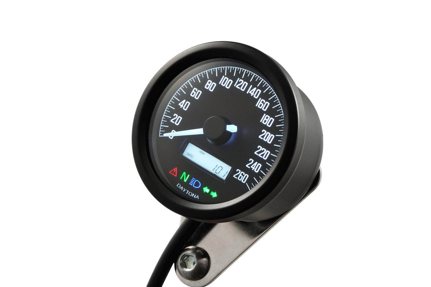 Tachimetro analogico elettronico VELONA diam.60 260KMH, con spie e staffa, E-MARKED