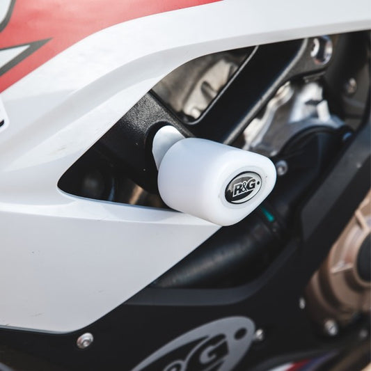 Tamponi / protezioni telaio tipo Aero NO-CUT - BMW S1000RR '19-'22 (kit asimmetrico, colore bianco)