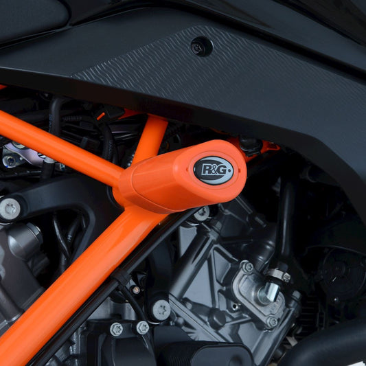 Tamponi / protezioni telaio tipo Aero, KTM 1290 Super Duke R '14-'19 / 1290 Super Duke GT '16- (colore arancio)