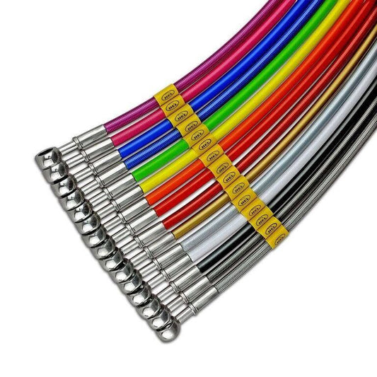 Tubi freno in treccia per Kawasaki Z900 ABS 2020-2022 (Kit 7 tubi) [Colore rivestimento - Arancio]